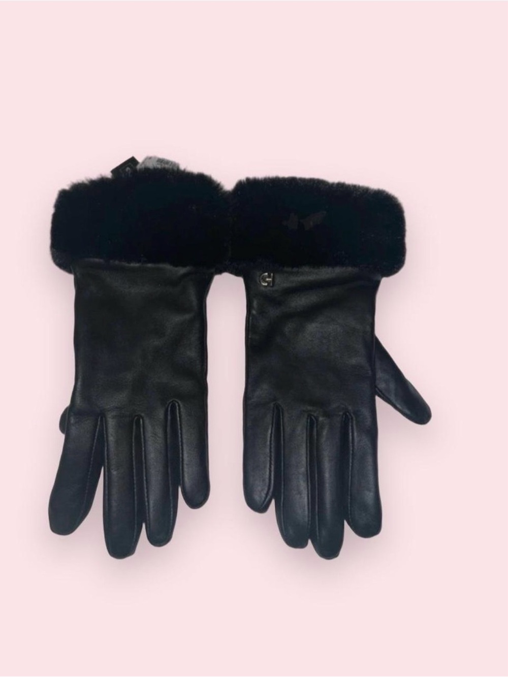 Cole Haan Black Leather Faux Fur Cuff Gloves – Old Money Quiet Luxury Winter Chi